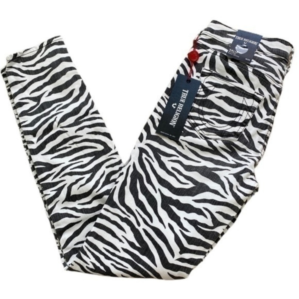 True Religion Halle Super Skinny Zebra Animal Print NWT 25